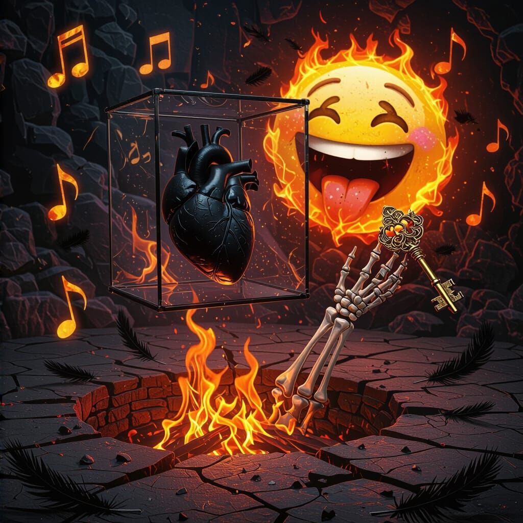 Mystical Fiery Heart Oil Painting Poster