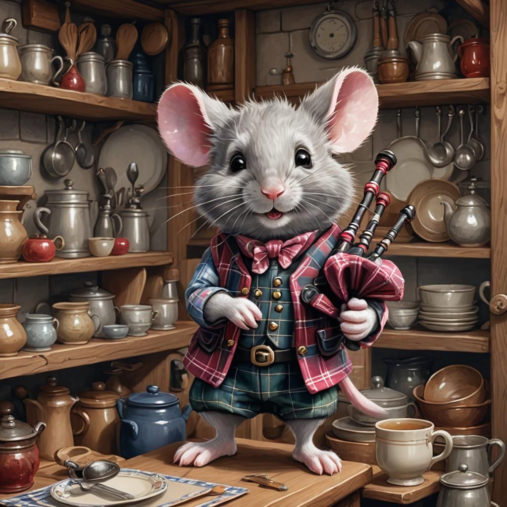 Mouse Piper in Kitchen: Fantasy Concept Art