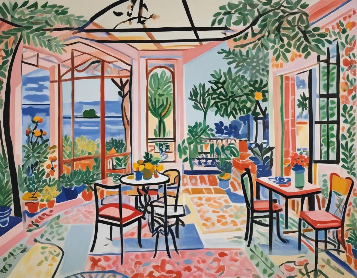 "The Orangerie" in the style of Henri Matisse