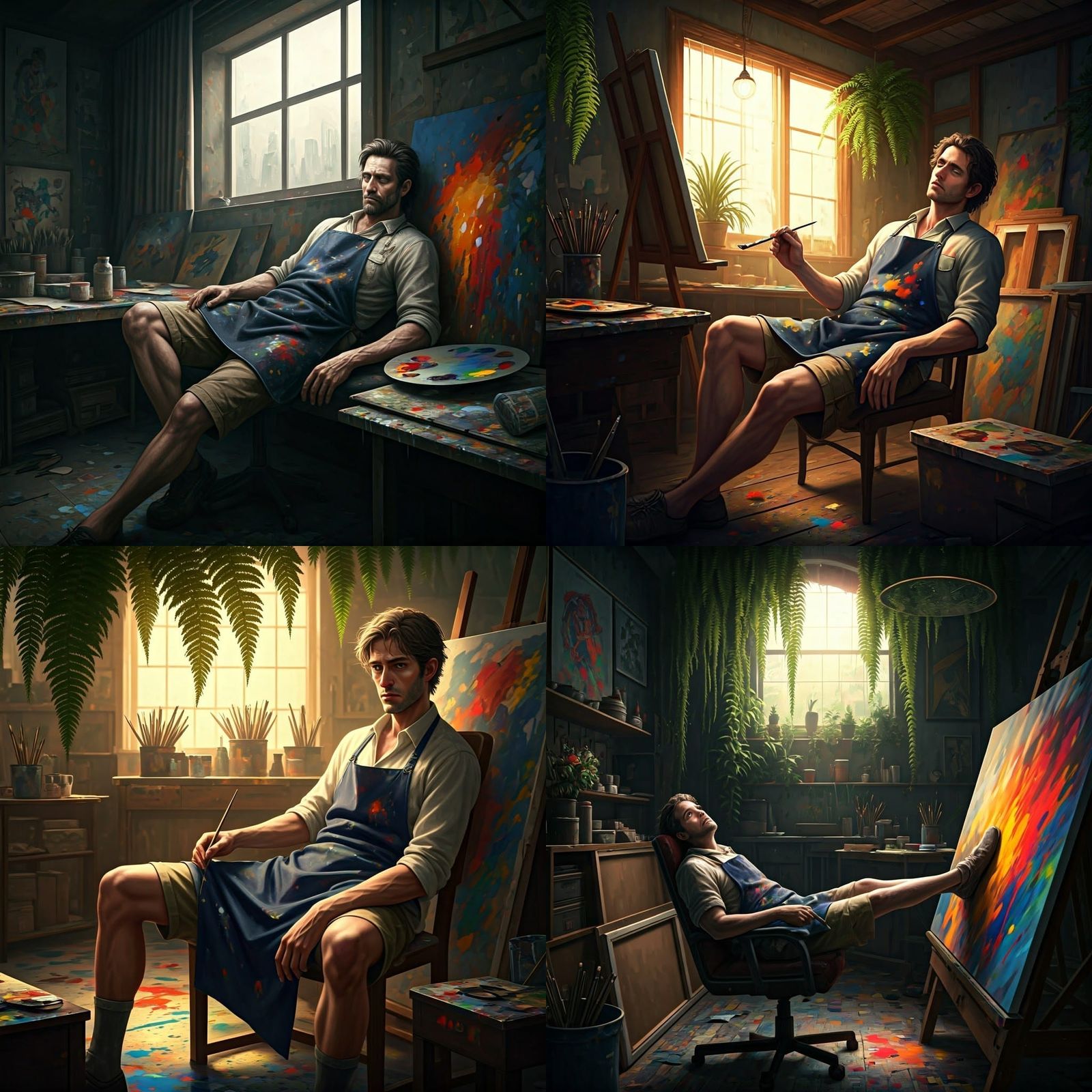 The Unmotivated Masterpiece Creator in a Chaotic Studio