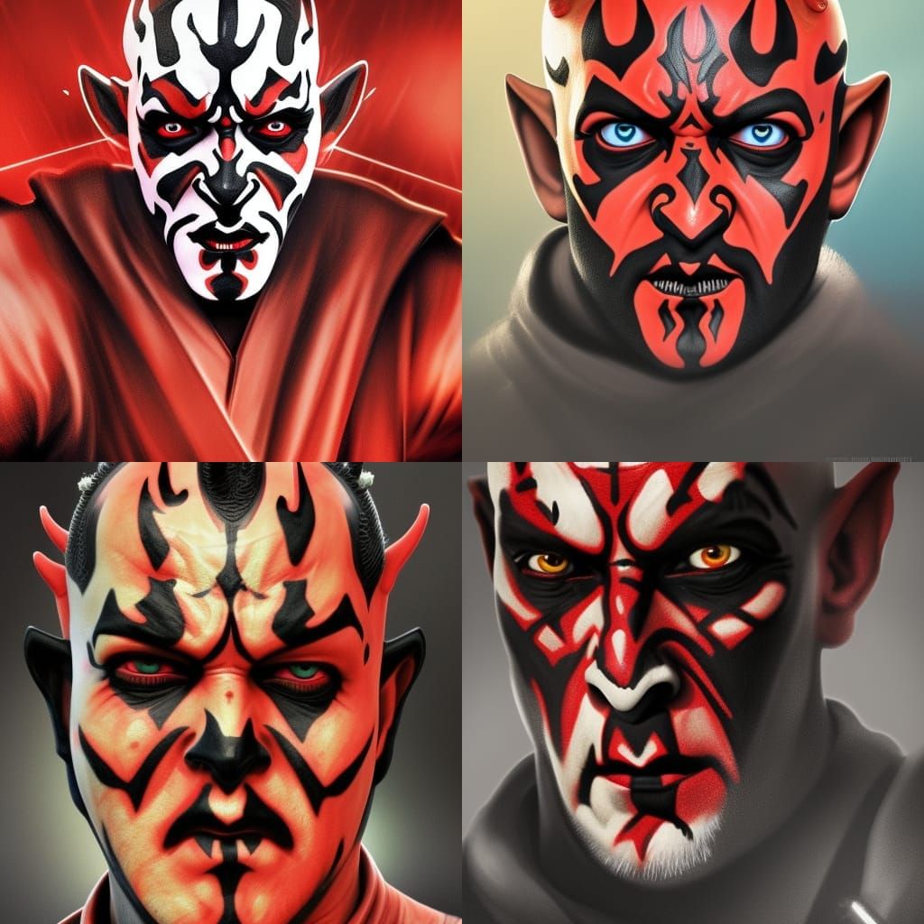 Hyperrealistic Darth Maul Splash Art Portrait