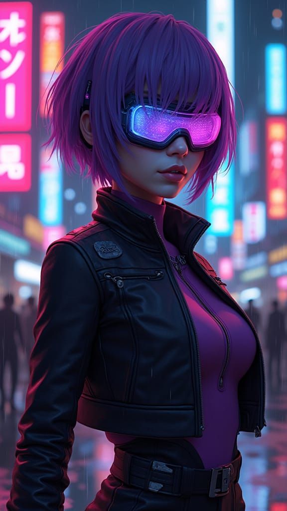 Major Kusanagi in Cyberpunk Pinup Style