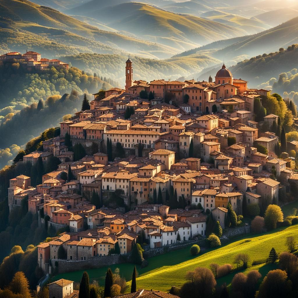 Italian Renaissance City From Above, Photorealistic Style