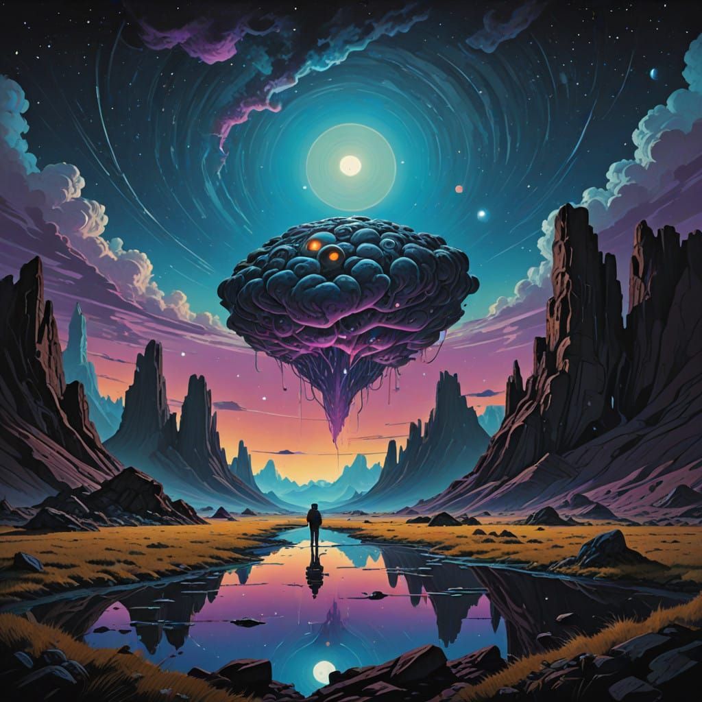 Dreamlike Galaxy with Melting Colors and Soft Clouds