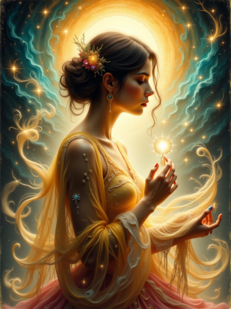 Enchanting Woman Bathed in Ethereal Light