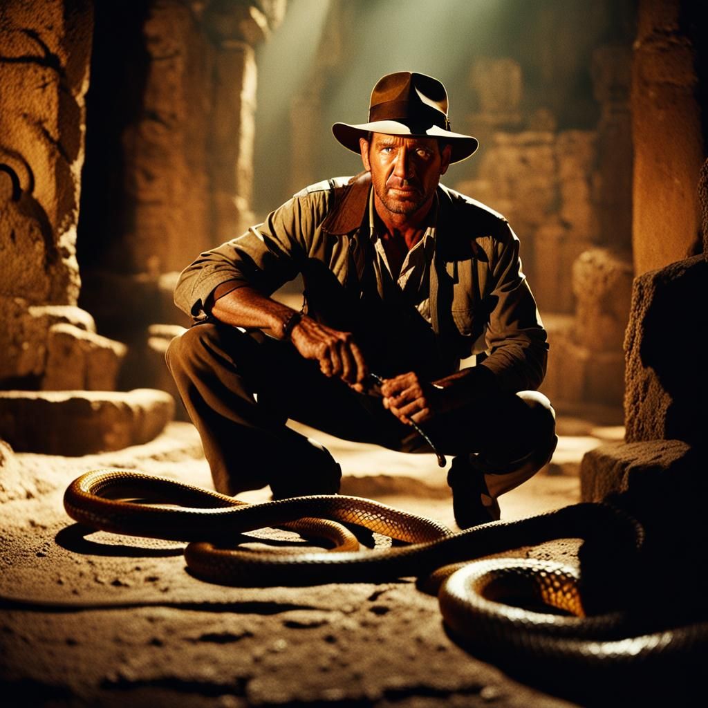 Indiana Jones Temple Scene in Film Noir Style