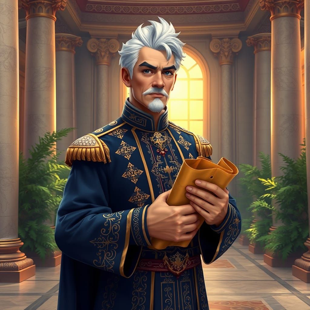 Royal Scribe in Palace Courts: 3D Animation Portrait