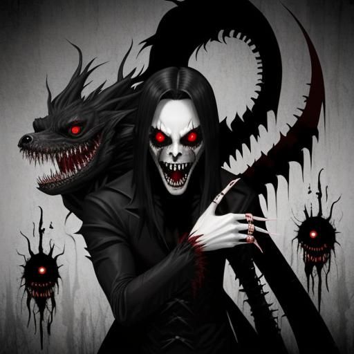 Terrifying Shadow Vampire with Red Eyes: Surreal Art