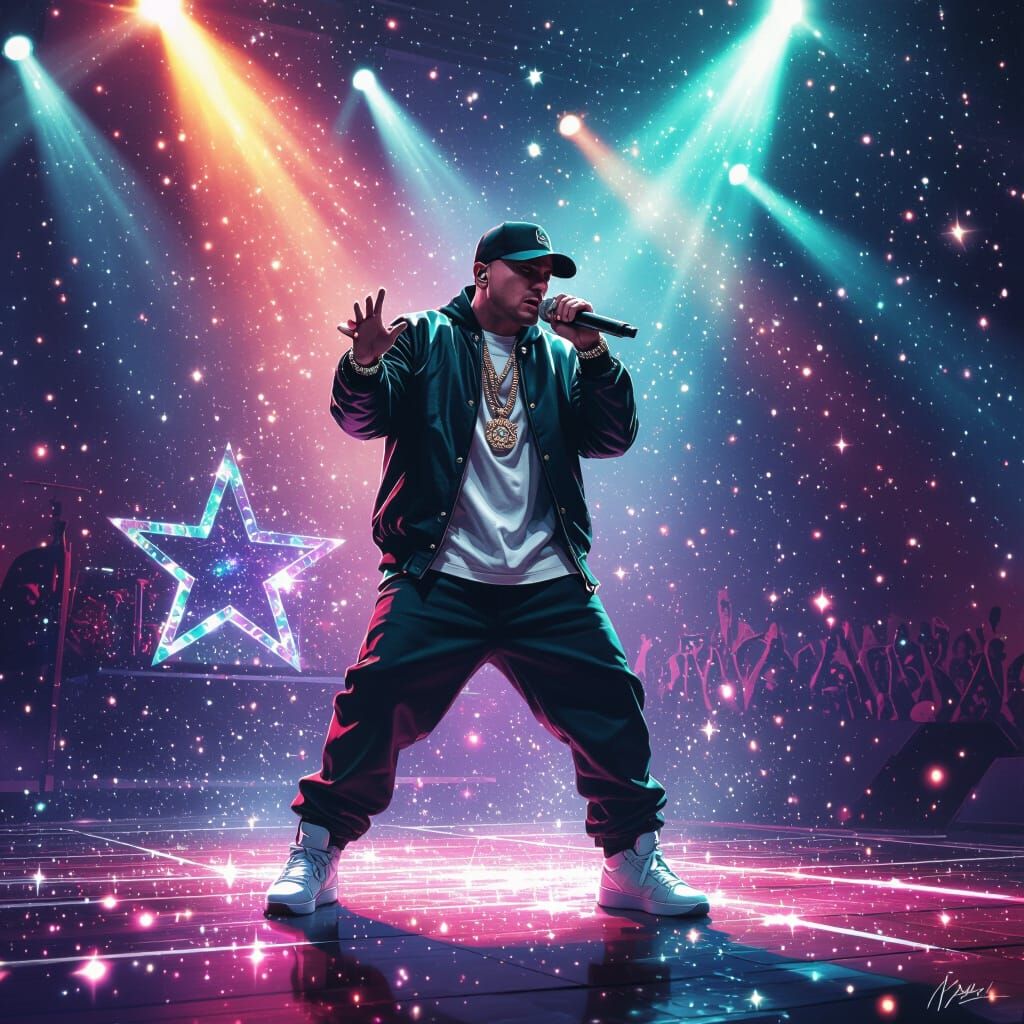 Eminem on Stage with Cosmic Star Microphone