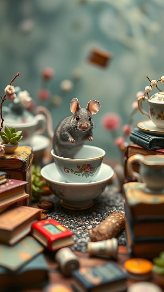 Mouse Explores Whimsical Miniature Realm