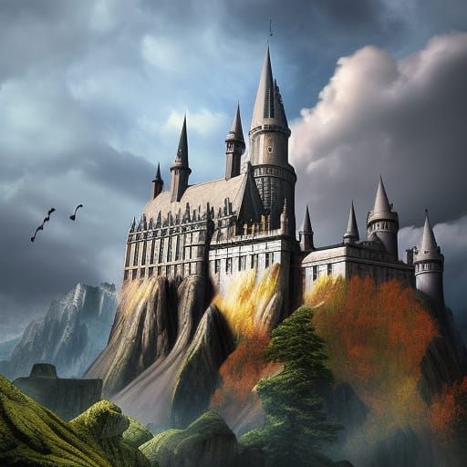 Detailed Matte Painting of Hogwarts