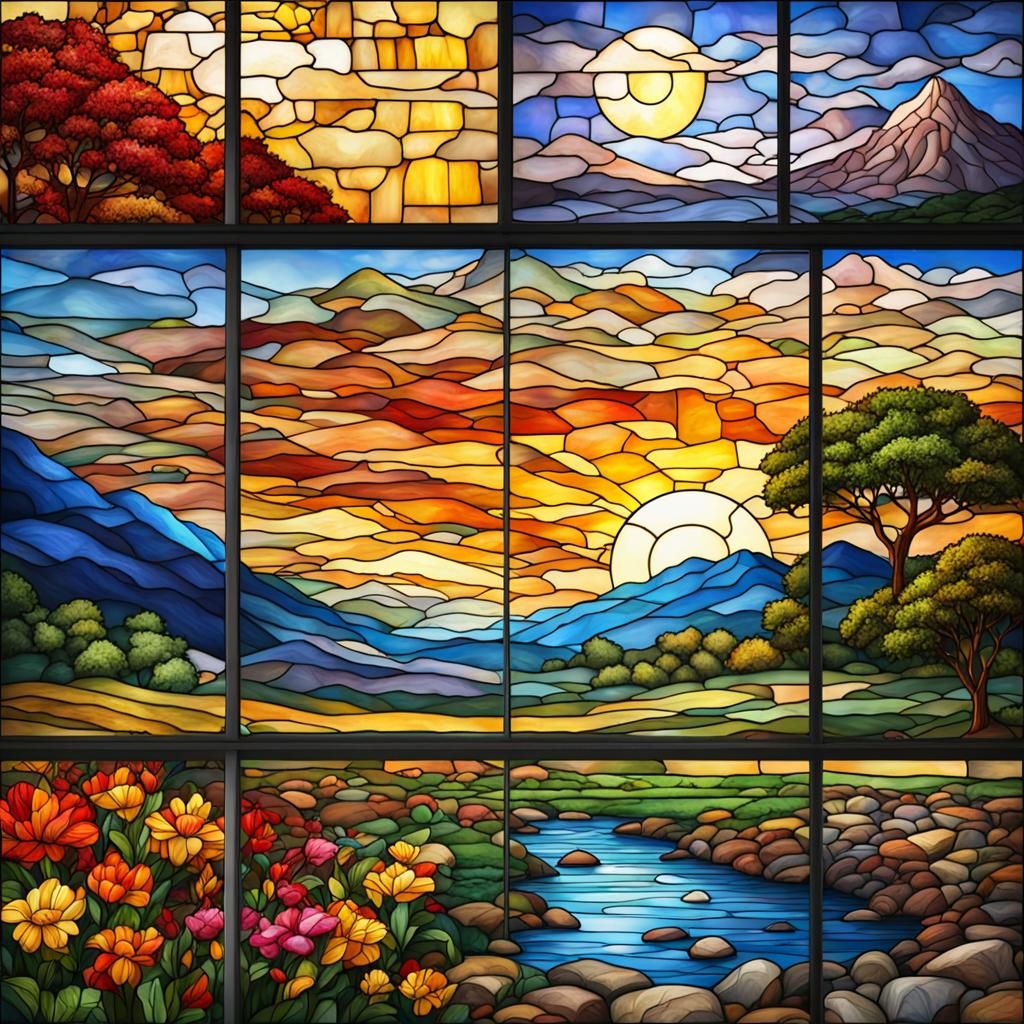 Stained Glass: Four Seasons in Colorful Landscapes