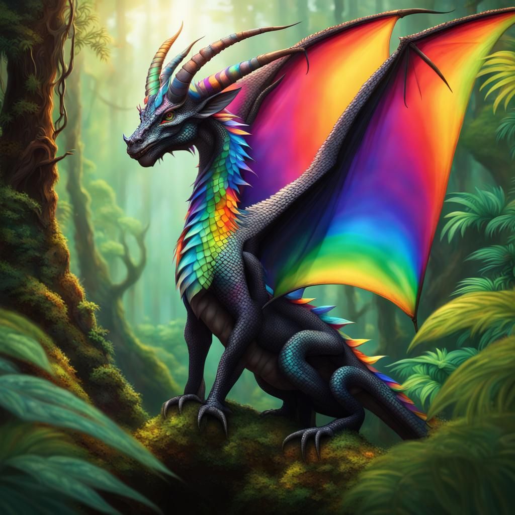 Rainbow Scaled Dragon in Rainforest Canopy