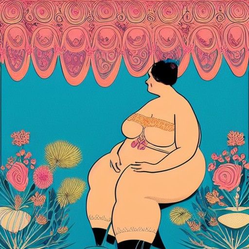 Woman with Floral Mask Poster Illustration