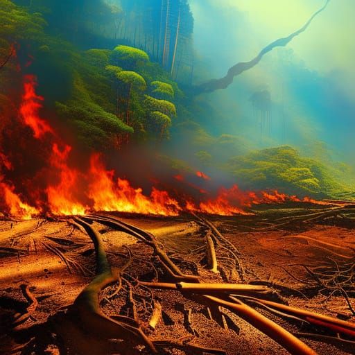 Bauhaus Poster: Deserted Hawaiian Forest Fire