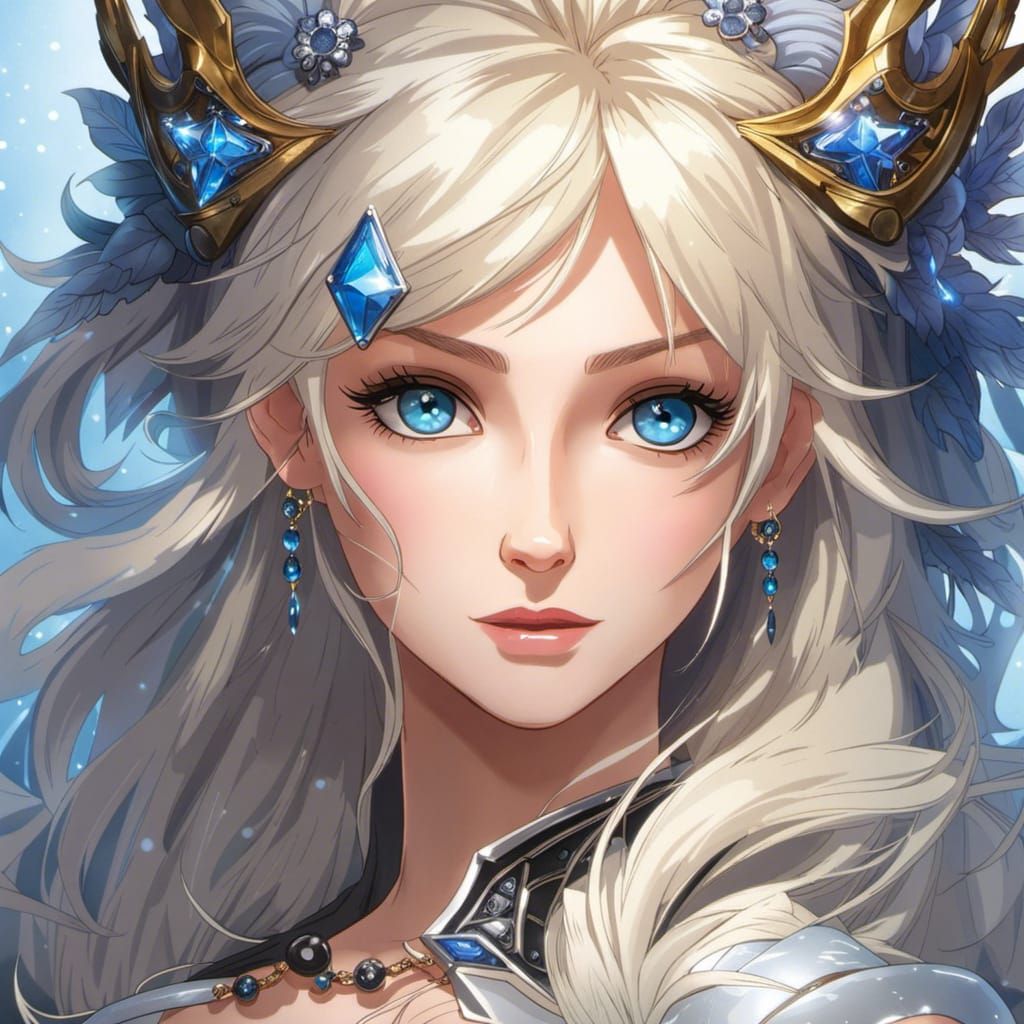 Anime Wizard Woman with Ice Energy