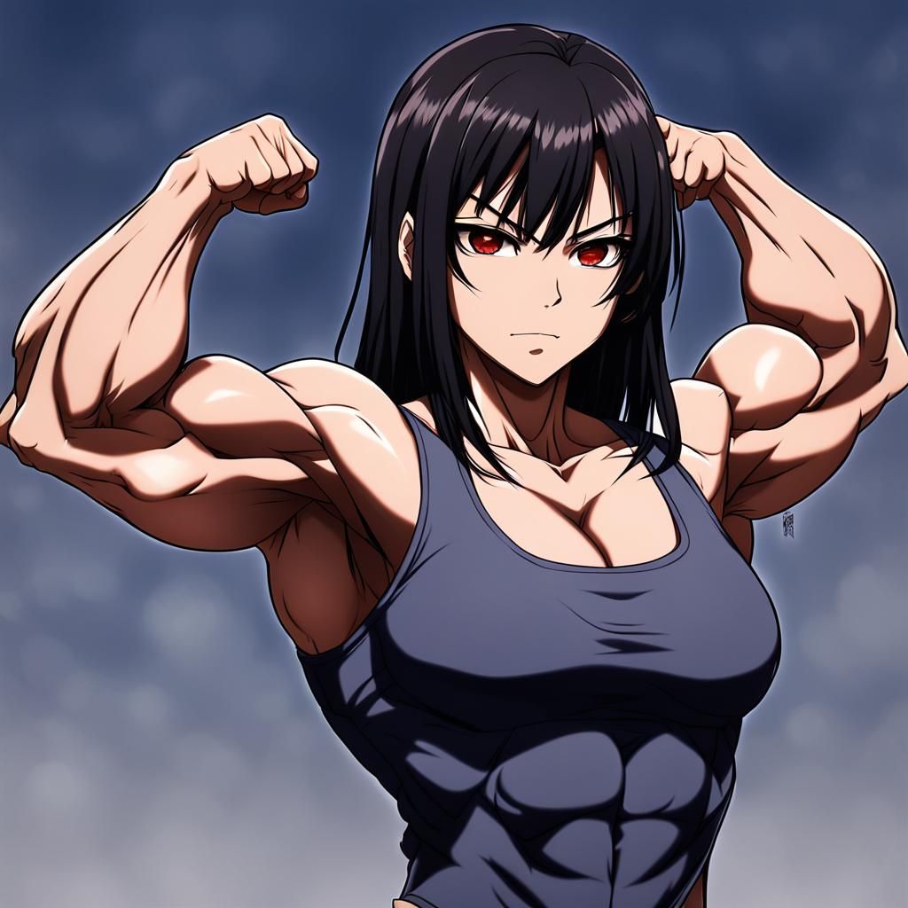 Muscular Anime Girl in Manga Style