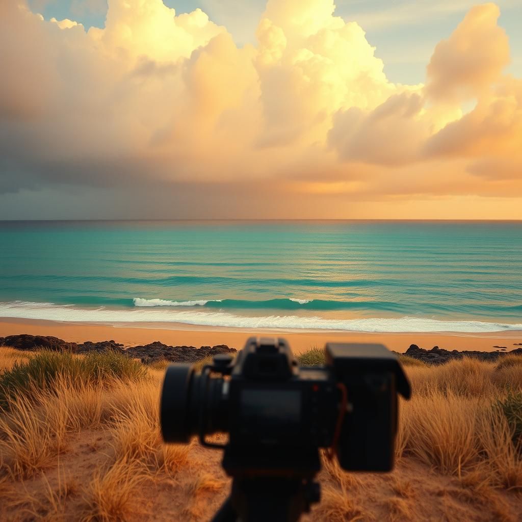 Cinematic Seascape with Golden Sand and Turquoise Sea