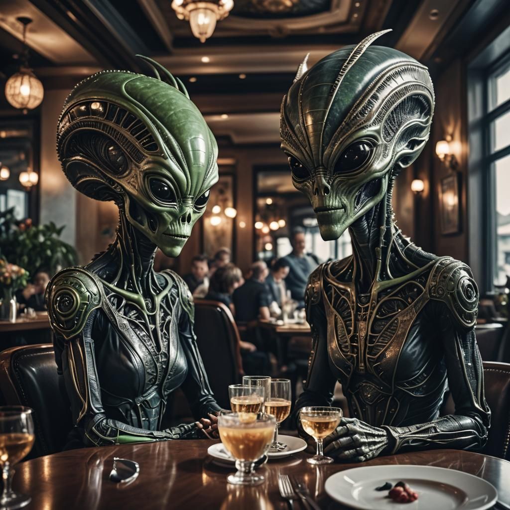 Alien Couple's Romantic Restaurant Date
