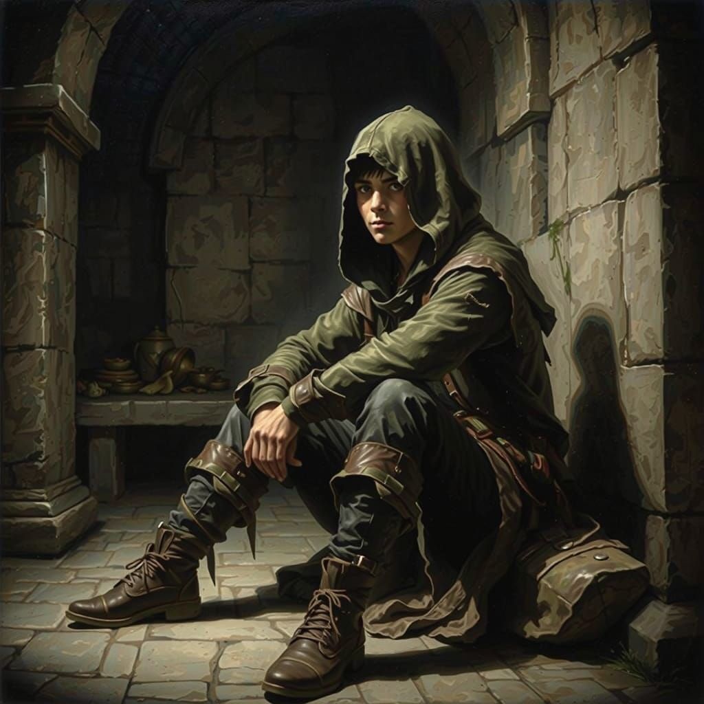 Medieval Fantasy Portrait in Dark, Moody Style