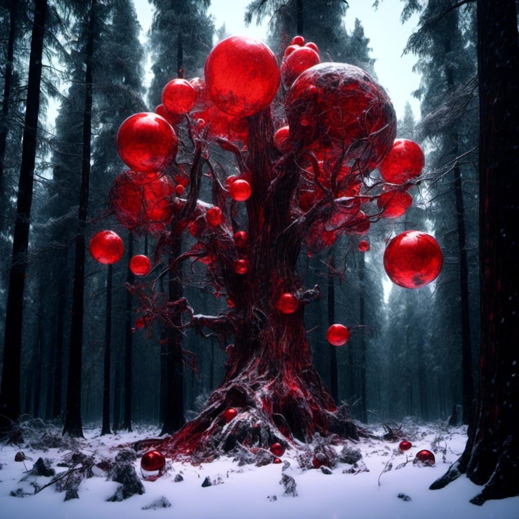 Macabre Mandelbulb Forest with Demon Alien