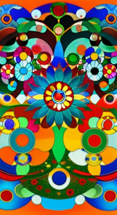 Vibrant Kaleidoscopic Garden in Whimsical Style