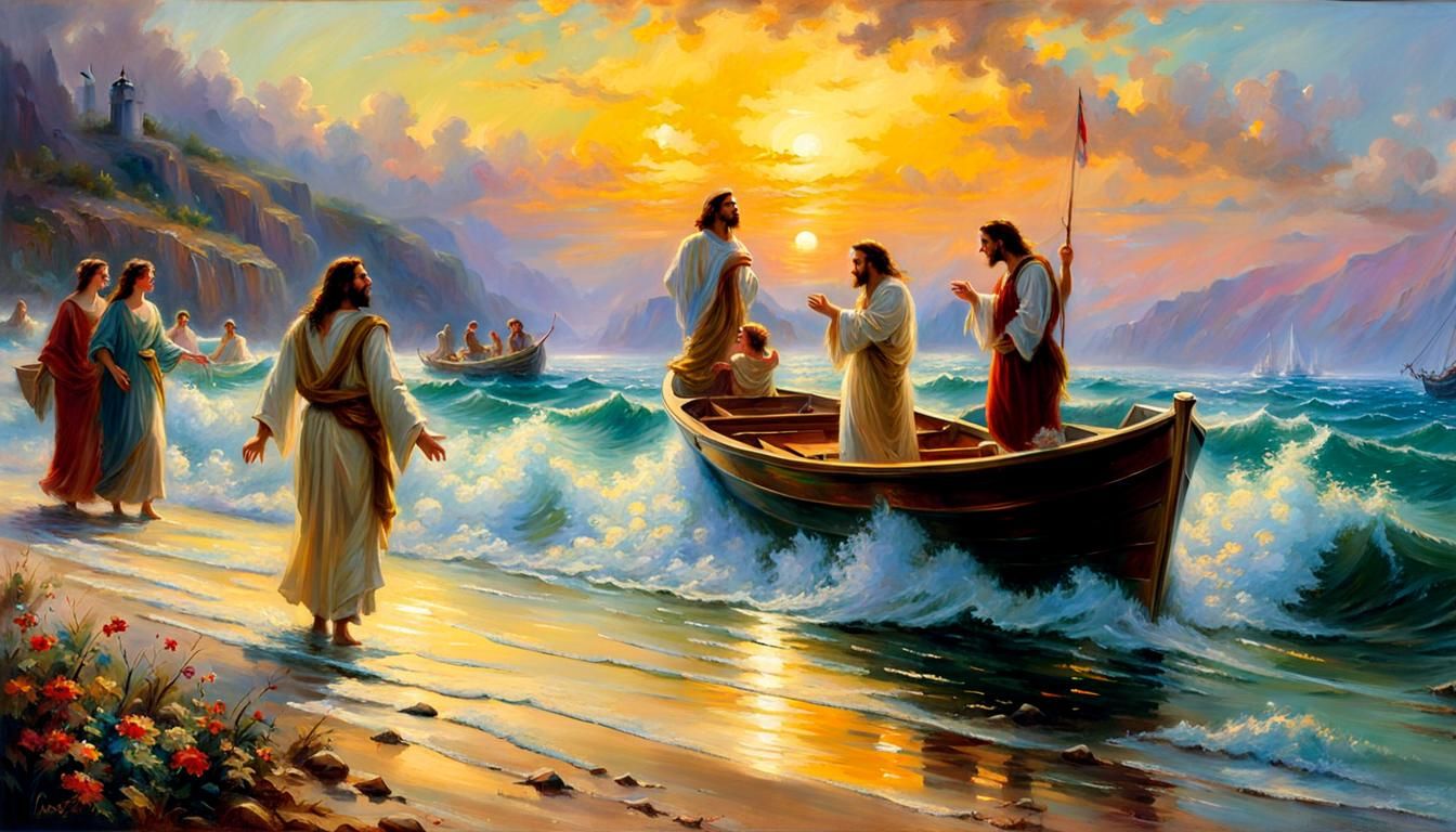 Jesus Teaching Disciples: Ethereal Oil Painting