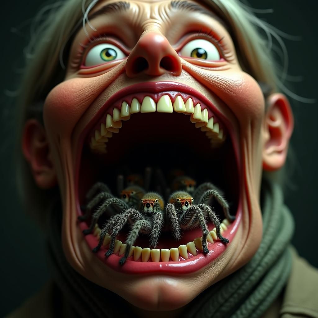 Spiders in Mouth: Ornate 3D Rendering