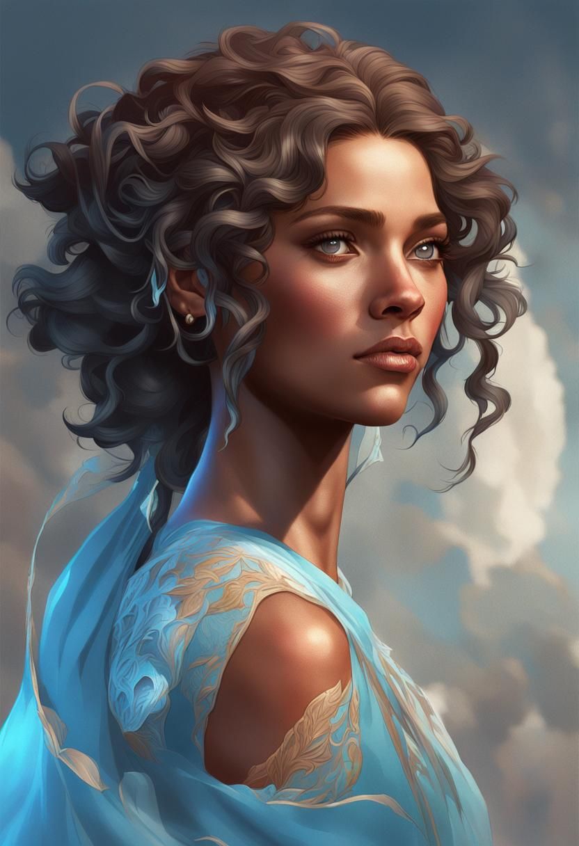 Detailed Portrait with Raven, Trending Artstation Splash Art