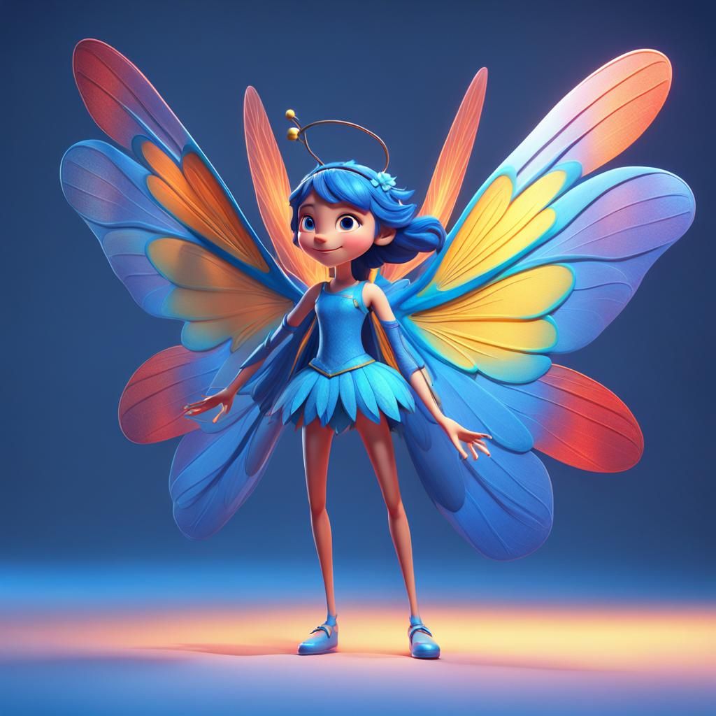 Blue-Winged Fairy: 3D Digital Art