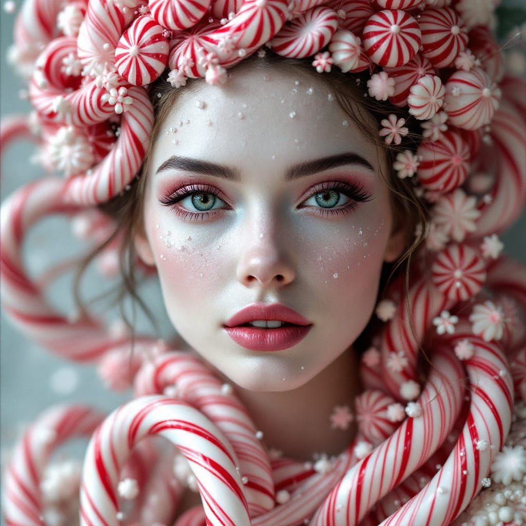 Peppermint Candy Queen: A Realistic AI Portrait