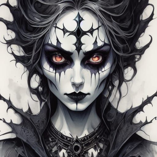 Burtonesque Figure in Gothic Dark Fantasy Illustration