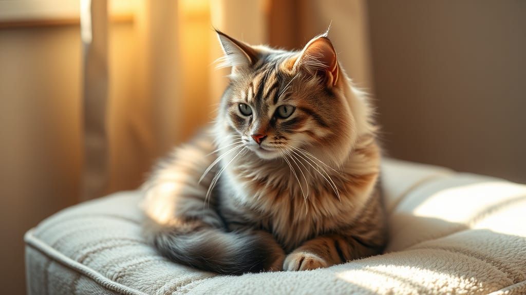 Luxurious Feline Portrait in Golden Light