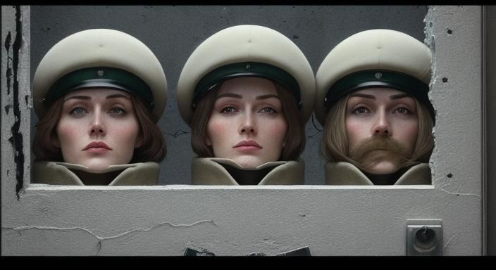 East German Border Soldiers in Cinematic Still