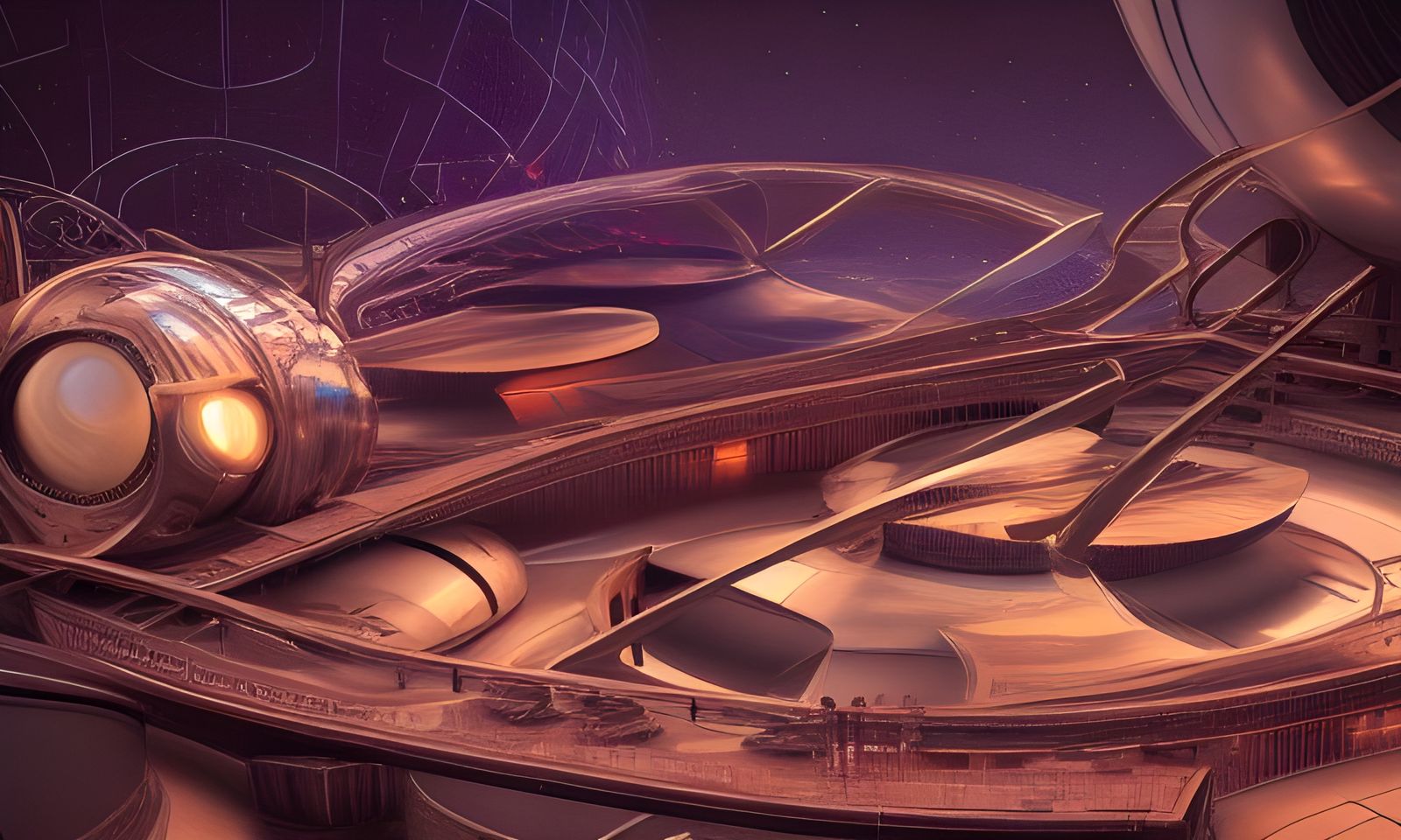 Spaceport Vintage Quantum Engine Museum in Fantasy Style