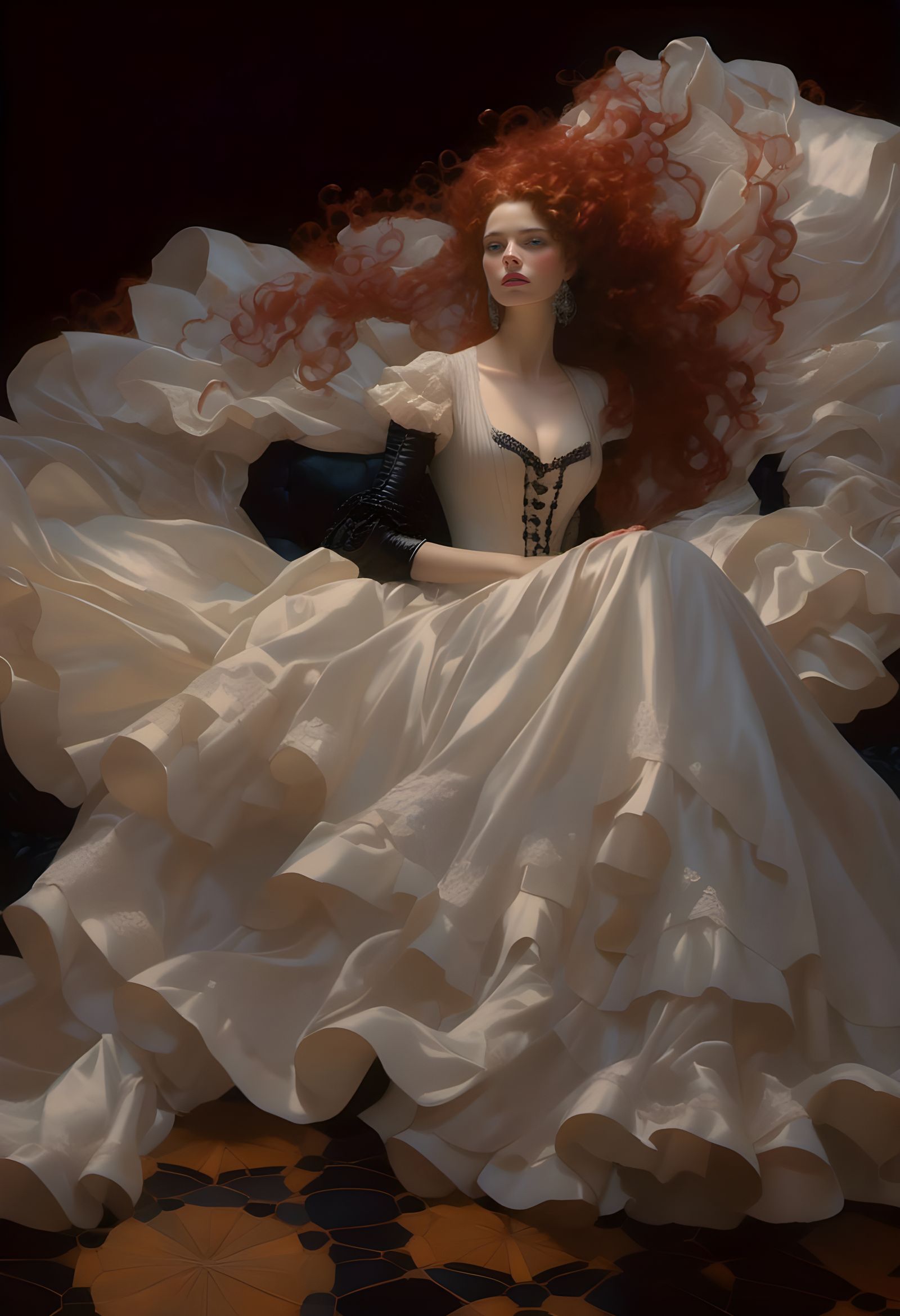 Rococo Lady in Leather and Lace Portrait