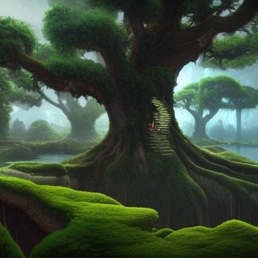 Floating Ancient Islands in a Detailed Matte Painting