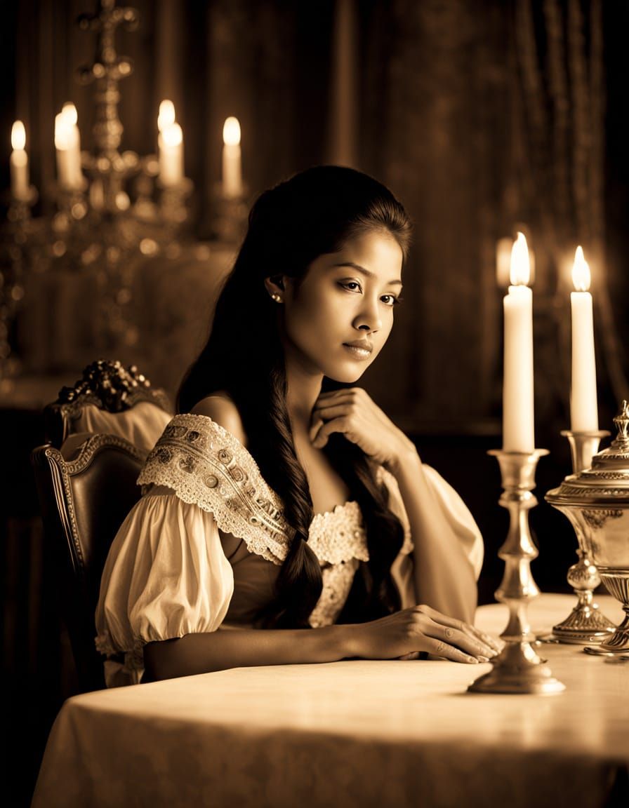 Elegant Native American Woman in Vintage Sepia Photograph