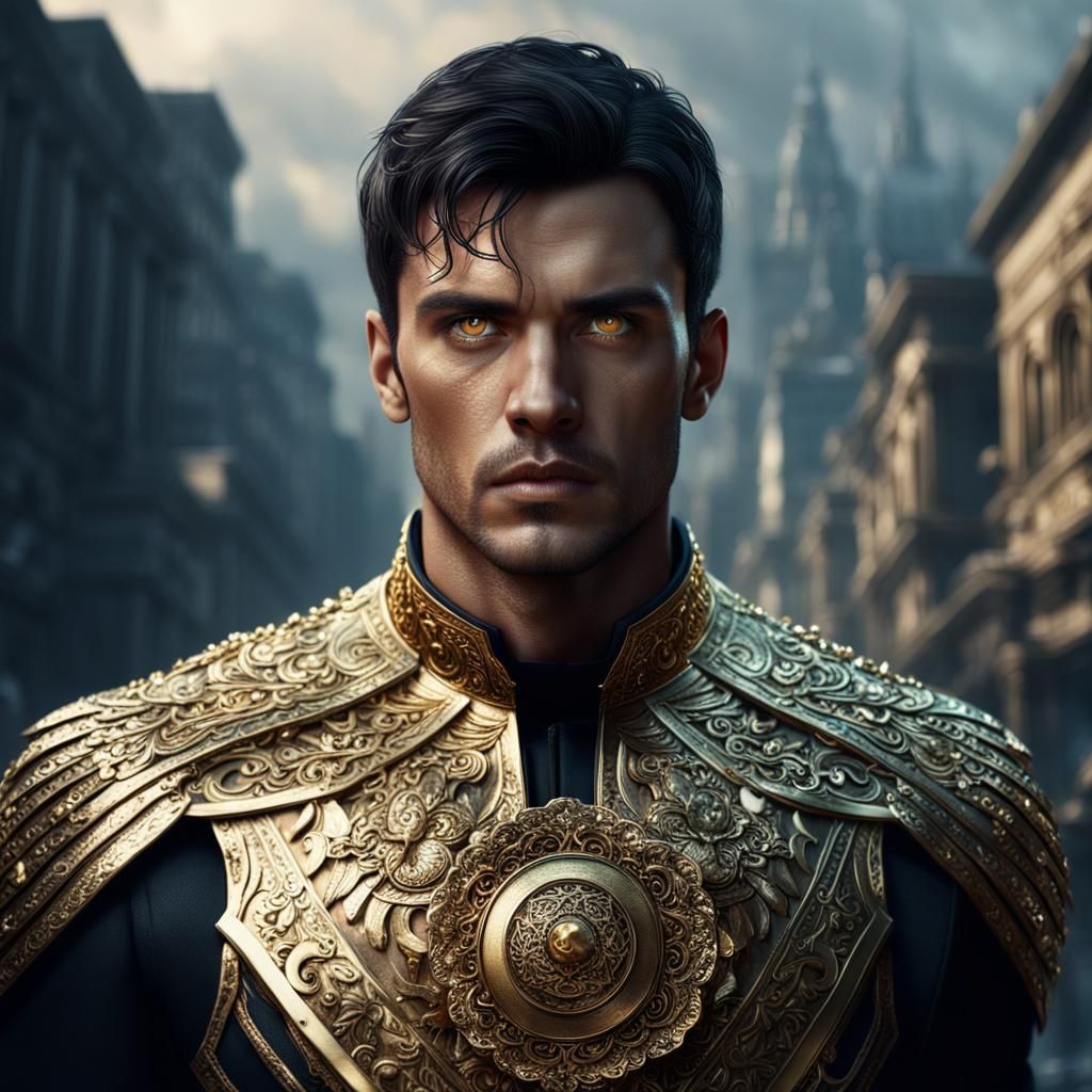 Young Man with Gold Eyes: Digital Matte Painting