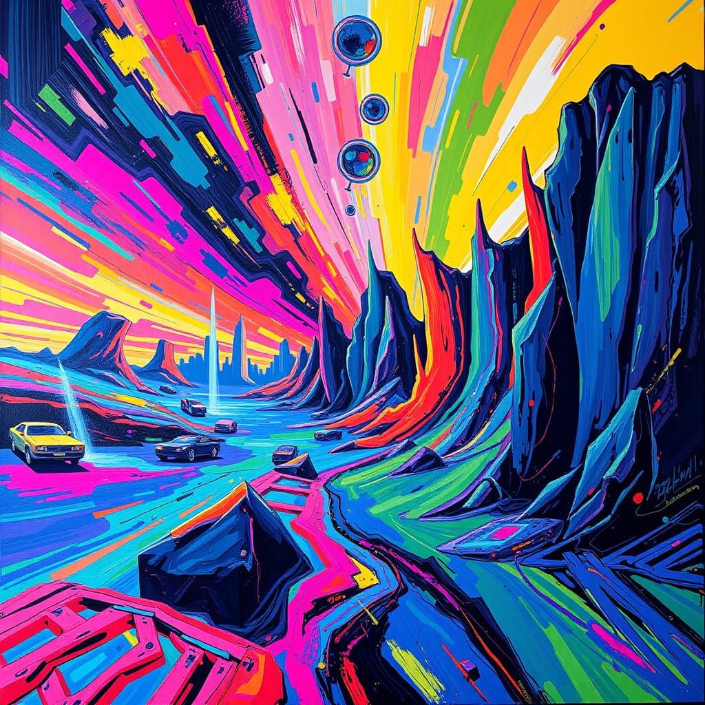 Kaleidoscopic Dreamscape in Abstract Expressionist Style