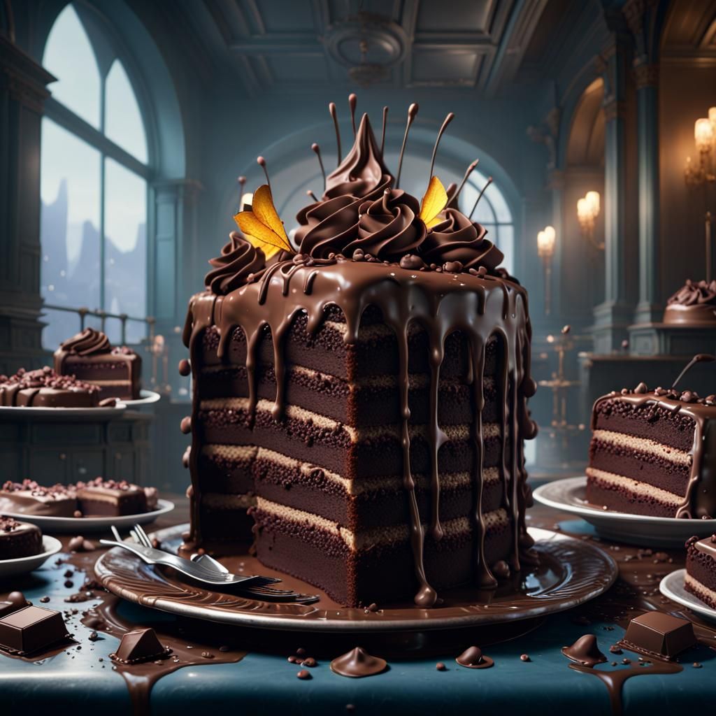 VT100 Terminal Devouring Chocolate Cake: Detailed Matte Pain...