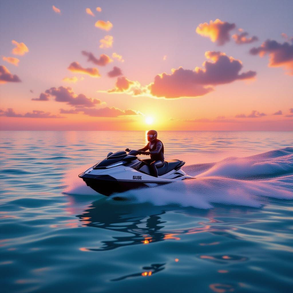 Jet Skiing at Sunset: Ultra-Realistic Seascape