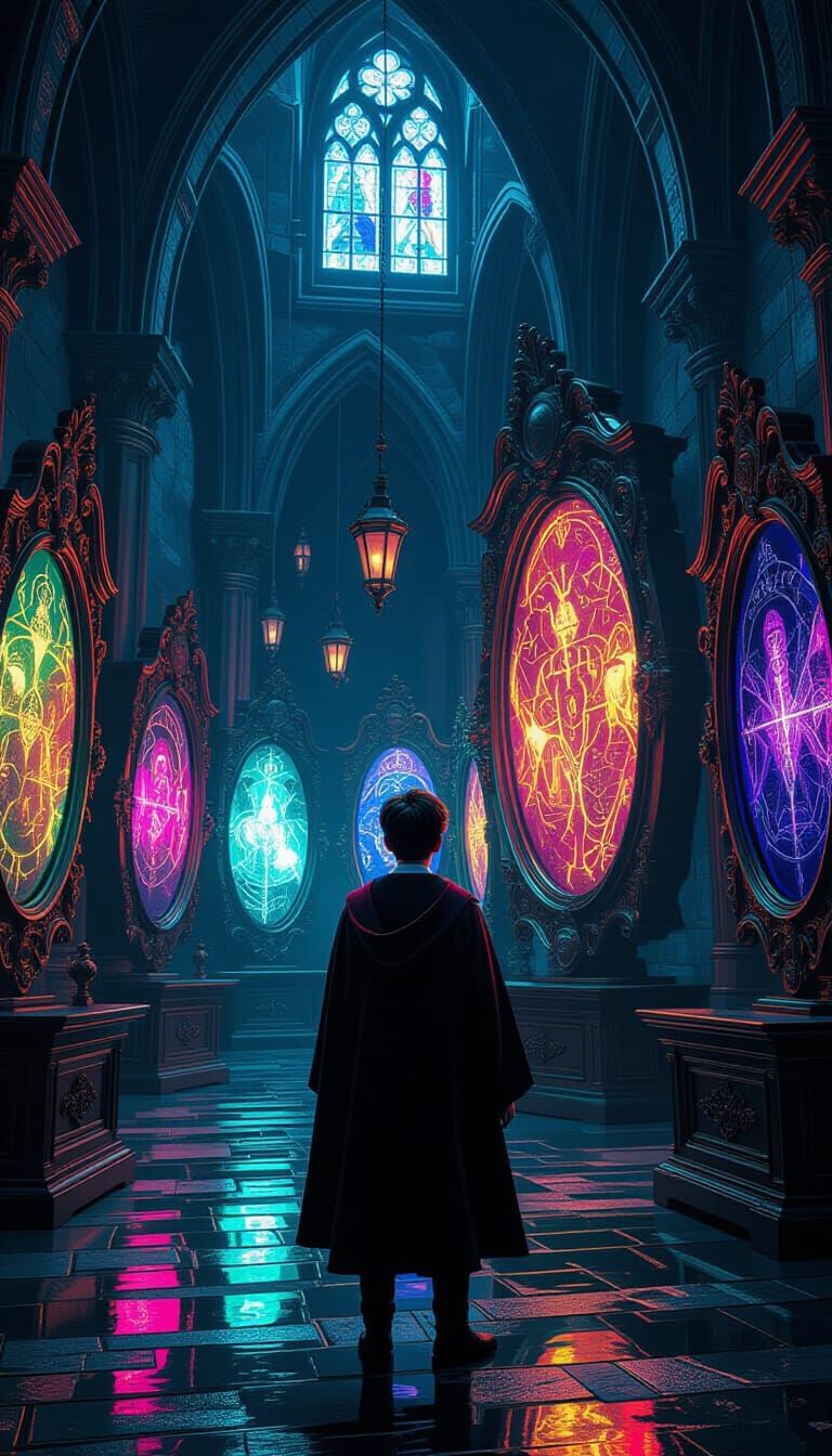 Harry Potter in Mystical Chamber, Fantasy Concept Art