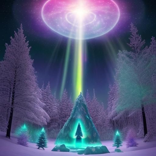 Christmas Planetarium Utopia with Aurora Borealis
