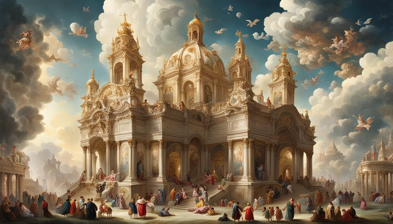 Heavenly Scene in Baroque Style with Clouds