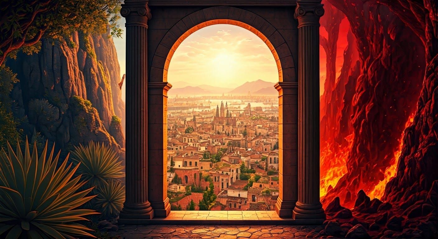 Archway Between Heaven and Hell on Cliff