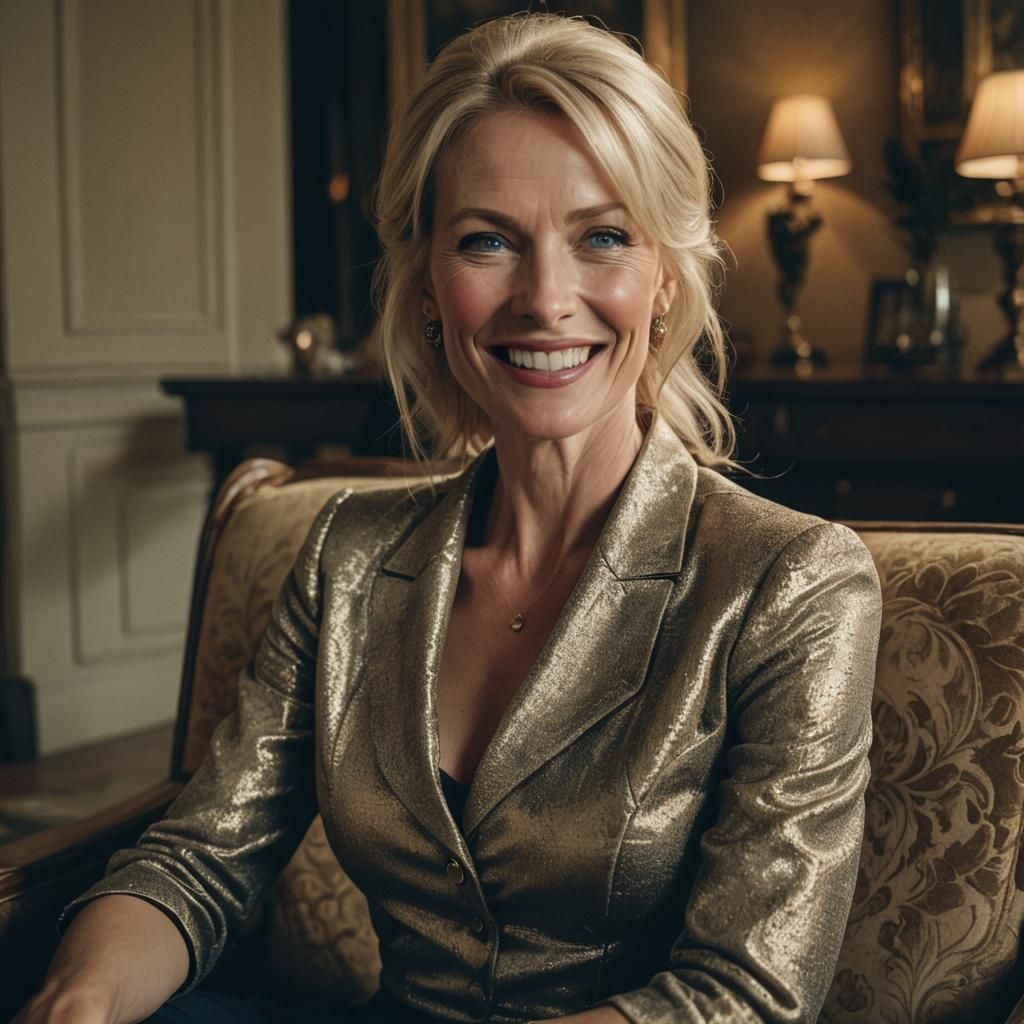 Cinematic Portrait of a Blonde Woman in Luxury