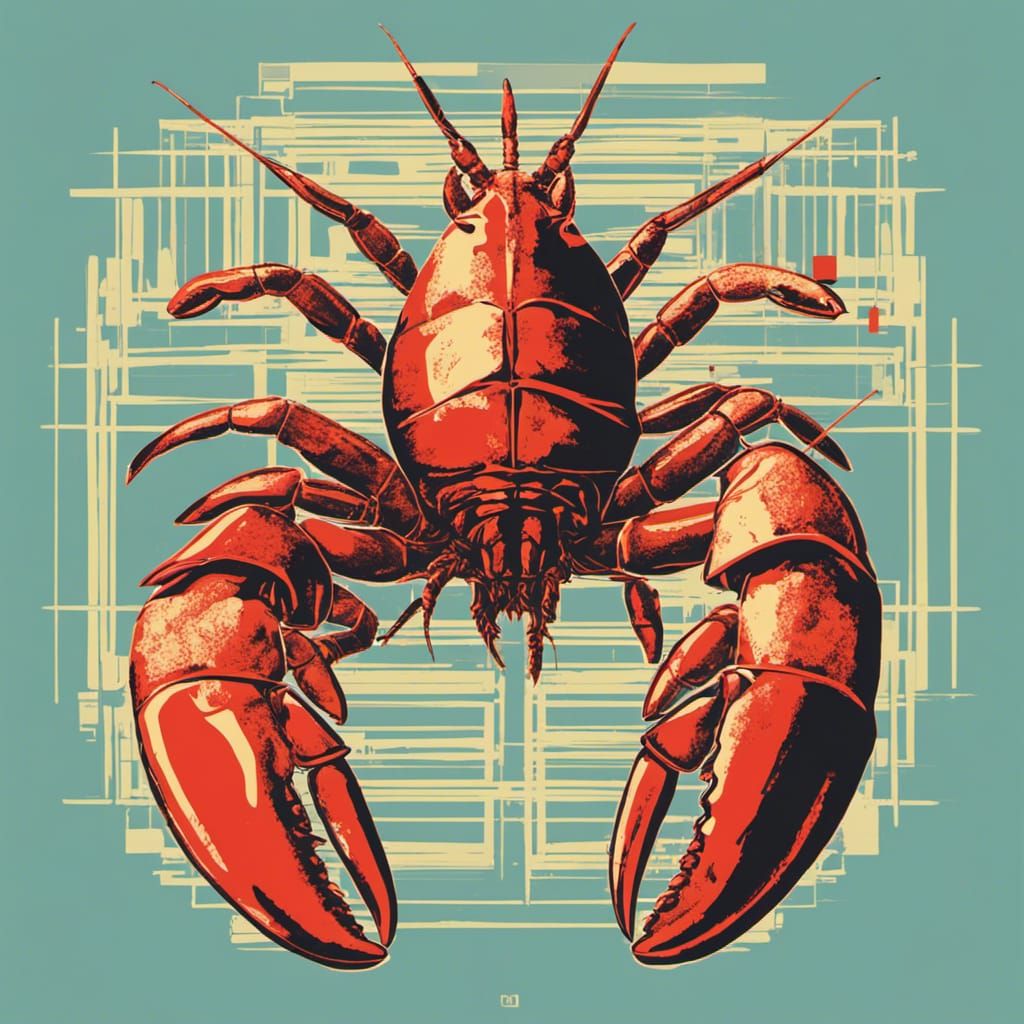 Pop Art Lobster in Geometric Bauhaus Style