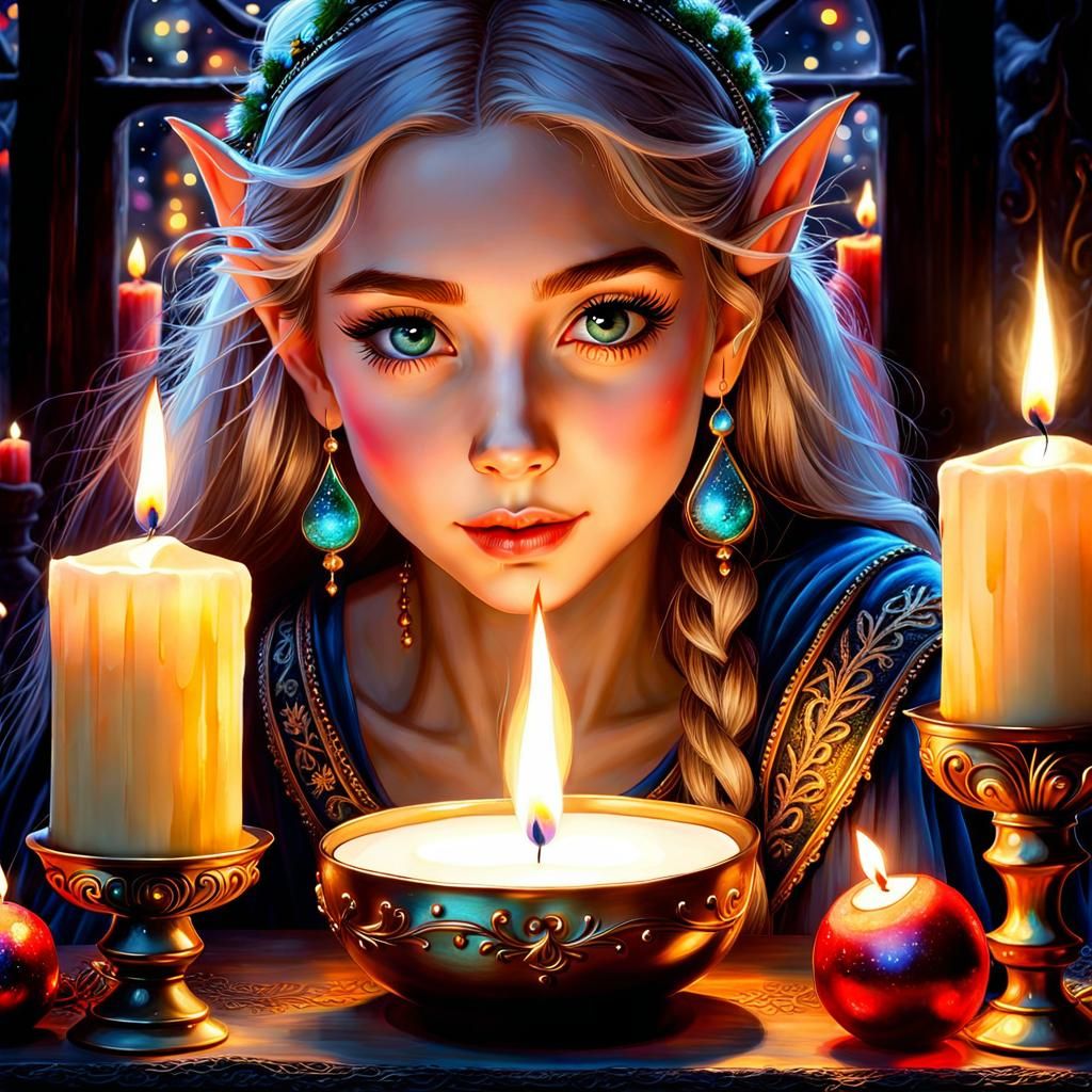 Elf girl celebrating Christmas