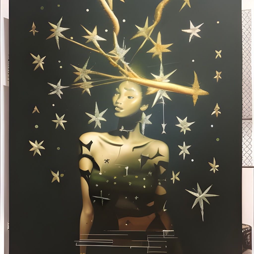 Diamond Stars with Crescent Moon Embroidery